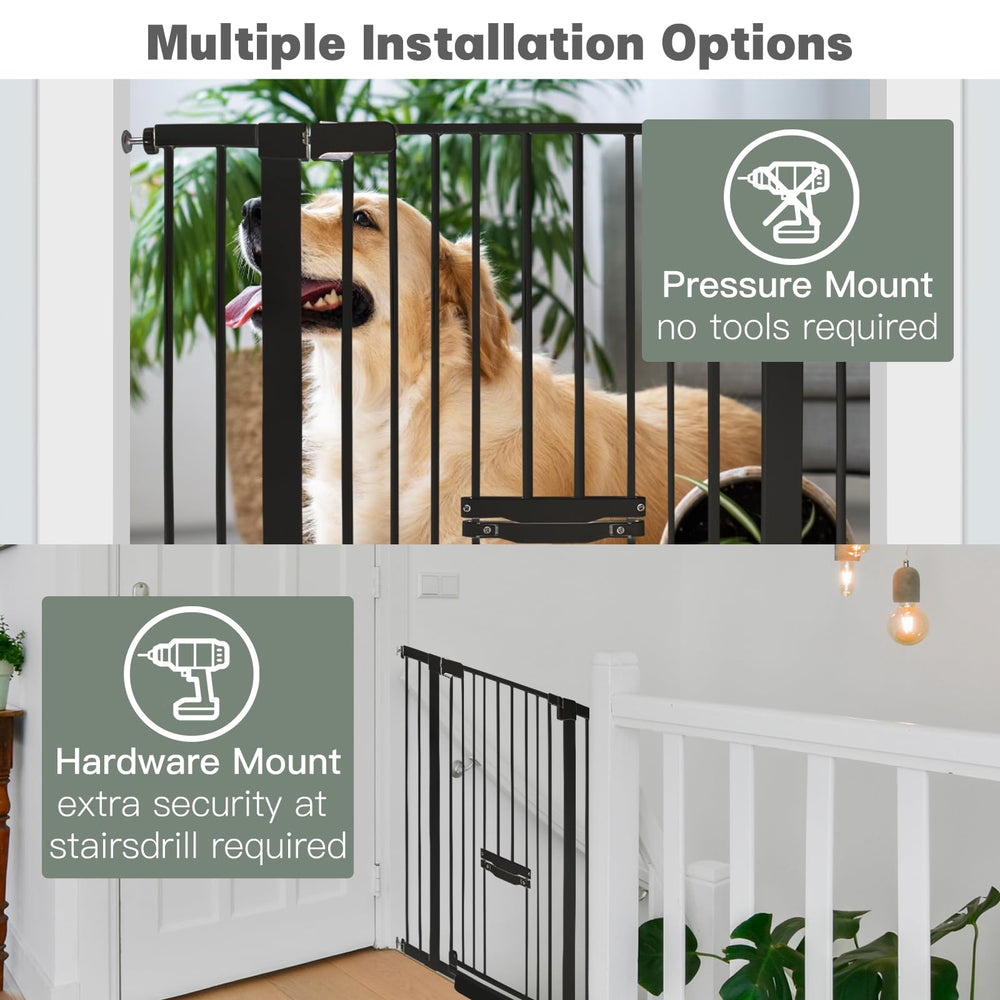 SHYUJAJIE premium steel dog gate stands tall for a reliable barrier.