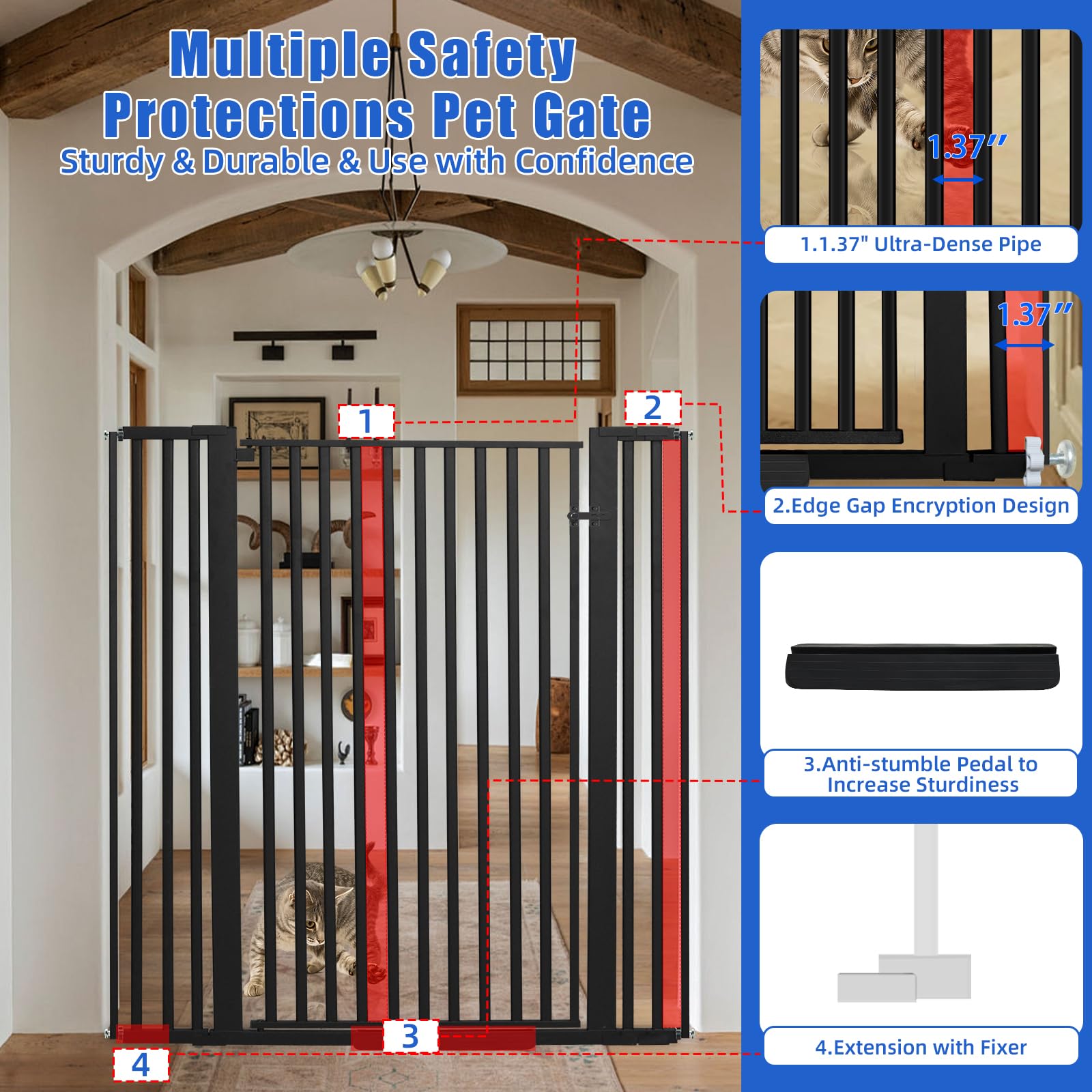 SHYUJAJIE ultra-dense 1.37 inch gap prevents squeezing and head entrapment for curious pets