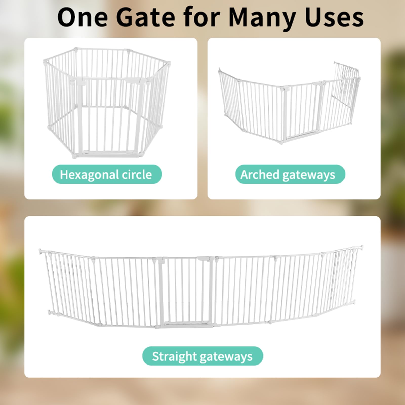 SHYUJAJIE white metal gate blends with home decor.