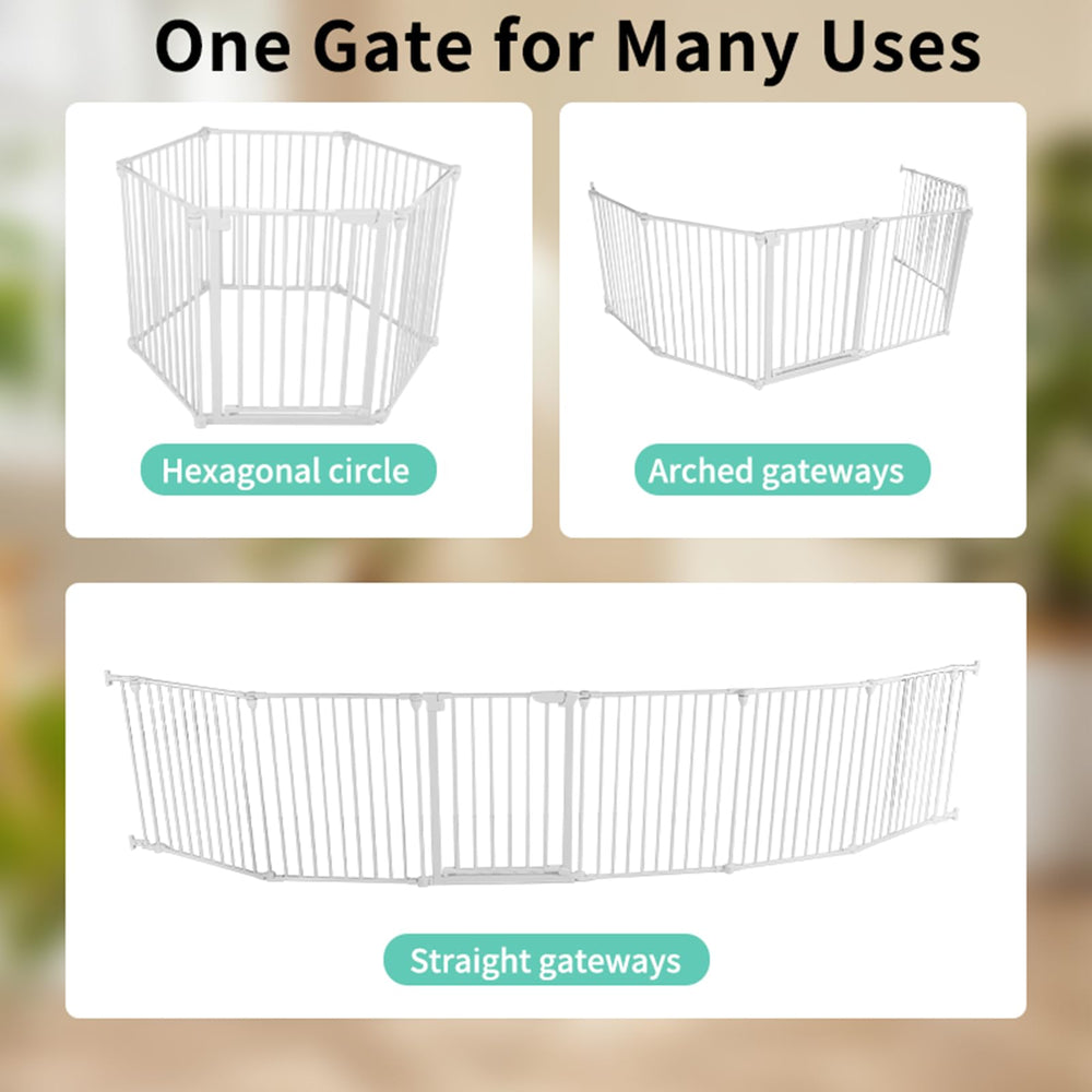 SHYUJAJIE white metal gate blends with home decor.
