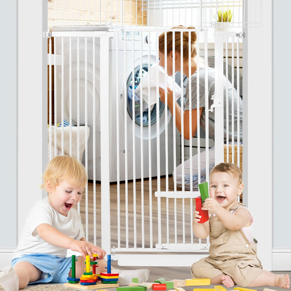 SHYUJAJIE white pet gate integrated into a room setup