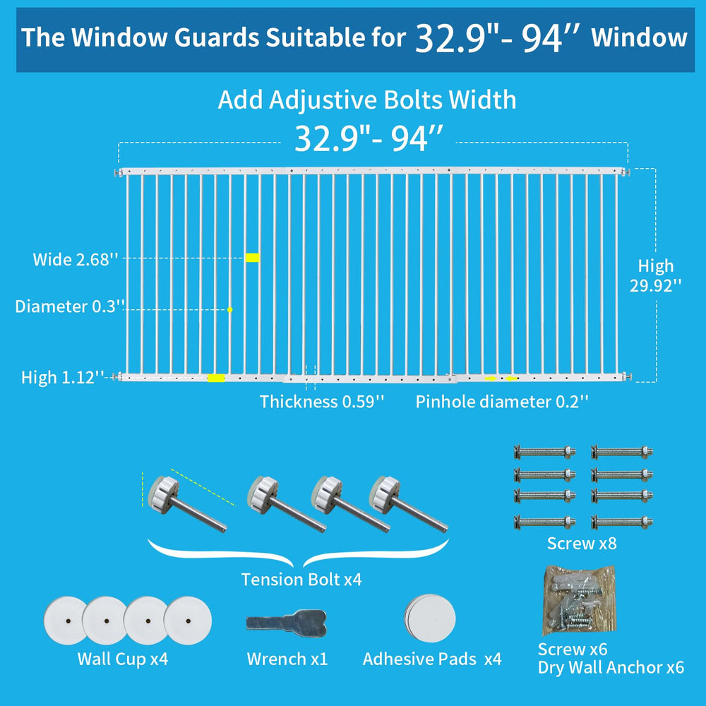 SHYUJAJIE window safety guard side installation demonstrates pressure mounting without wall damage.
