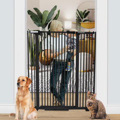 SHYUJAJIE 51.18-inch tall gate blocks doorways for tall cats and playful puppies.