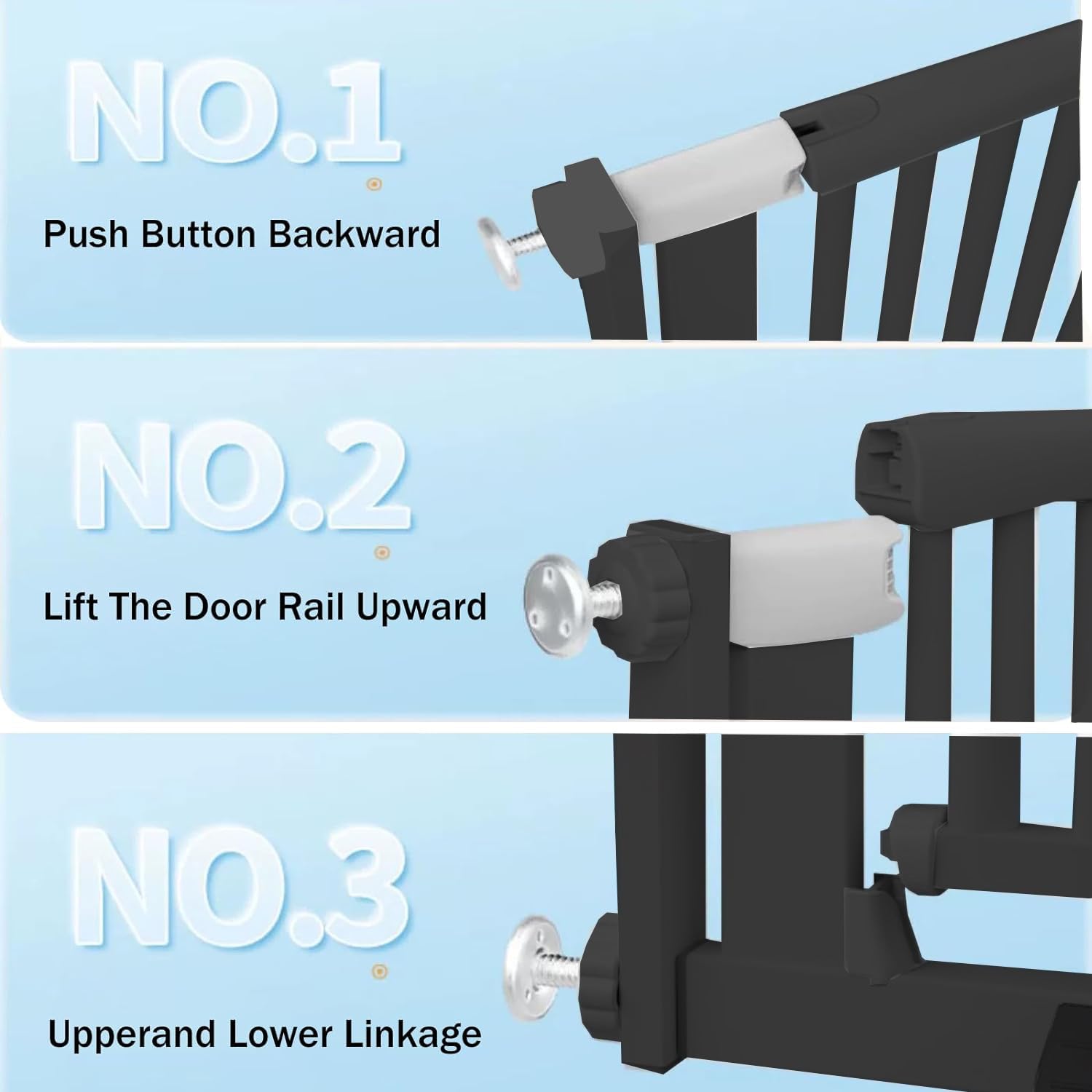 SHYUJAJIE dual-lock design prevents easy kid access while adults operate gate.