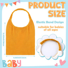 Shyyween muslin bibs light-blue and orange show quick-slip elastic band for active babies