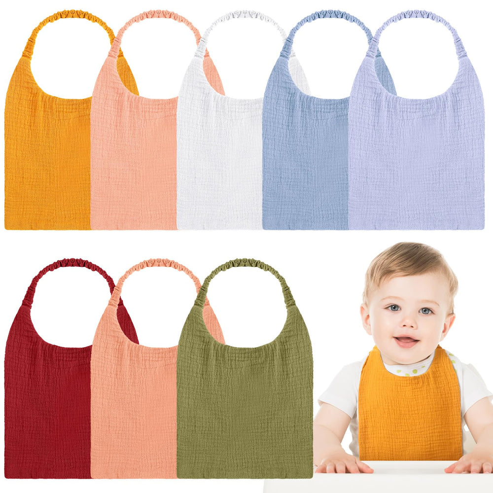 Shyyween muslin bibs in white-cyan color variety keep outfits clean during feeding and drool