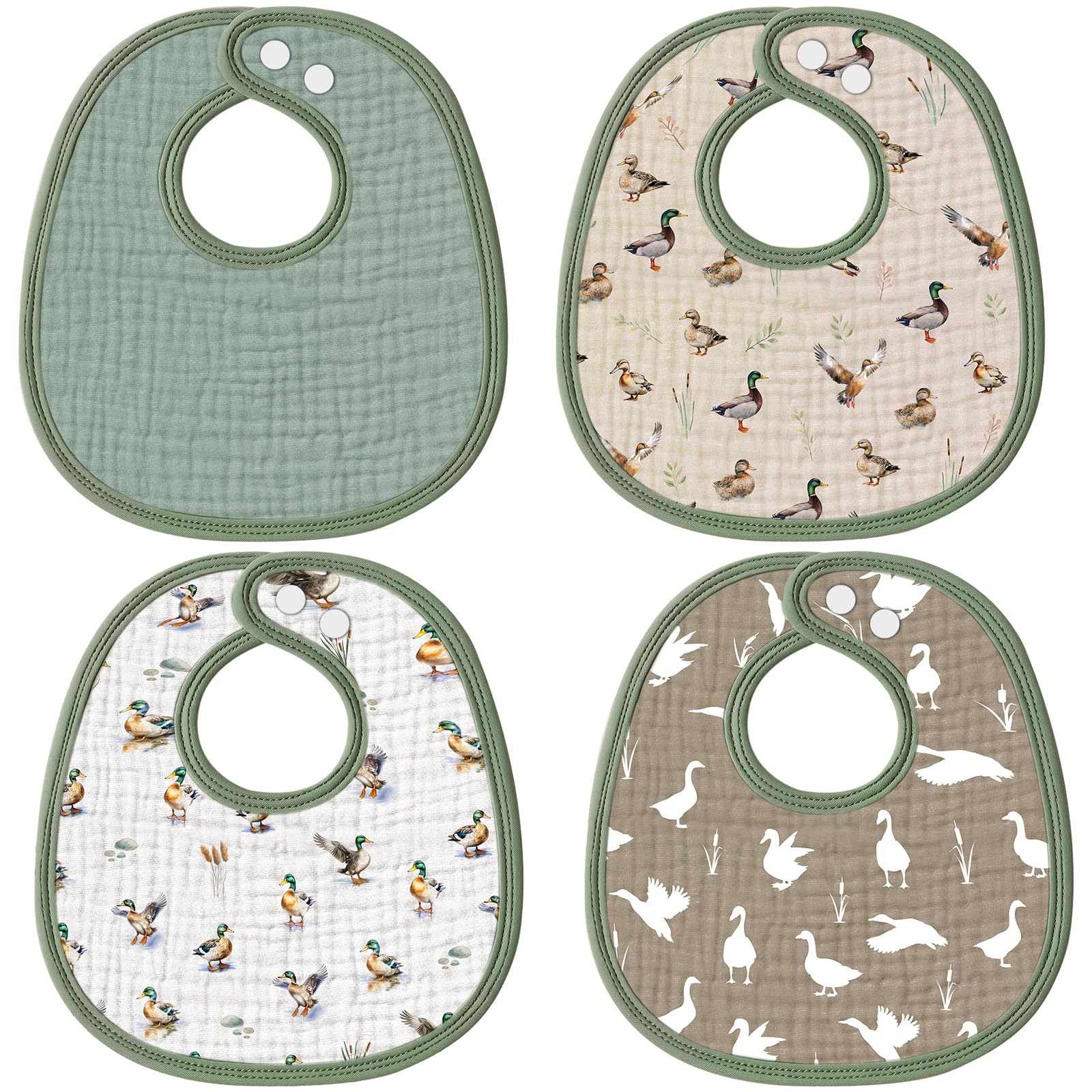 Shyyween Mallard Ducks bibs front view with duck pattern for stylish mealtimes