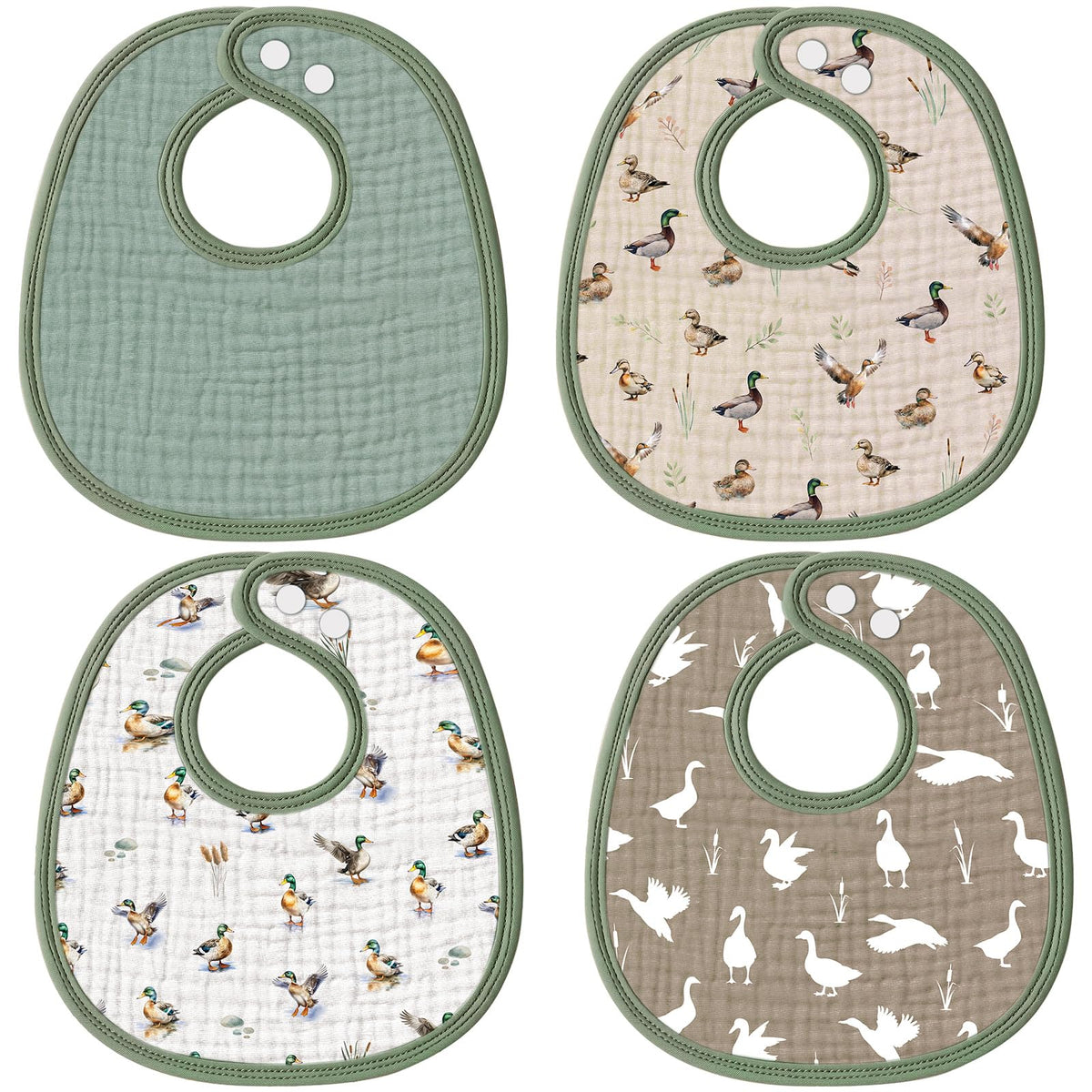 Shyyween Mallard Ducks bibs front view with duck pattern for stylish mealtimes