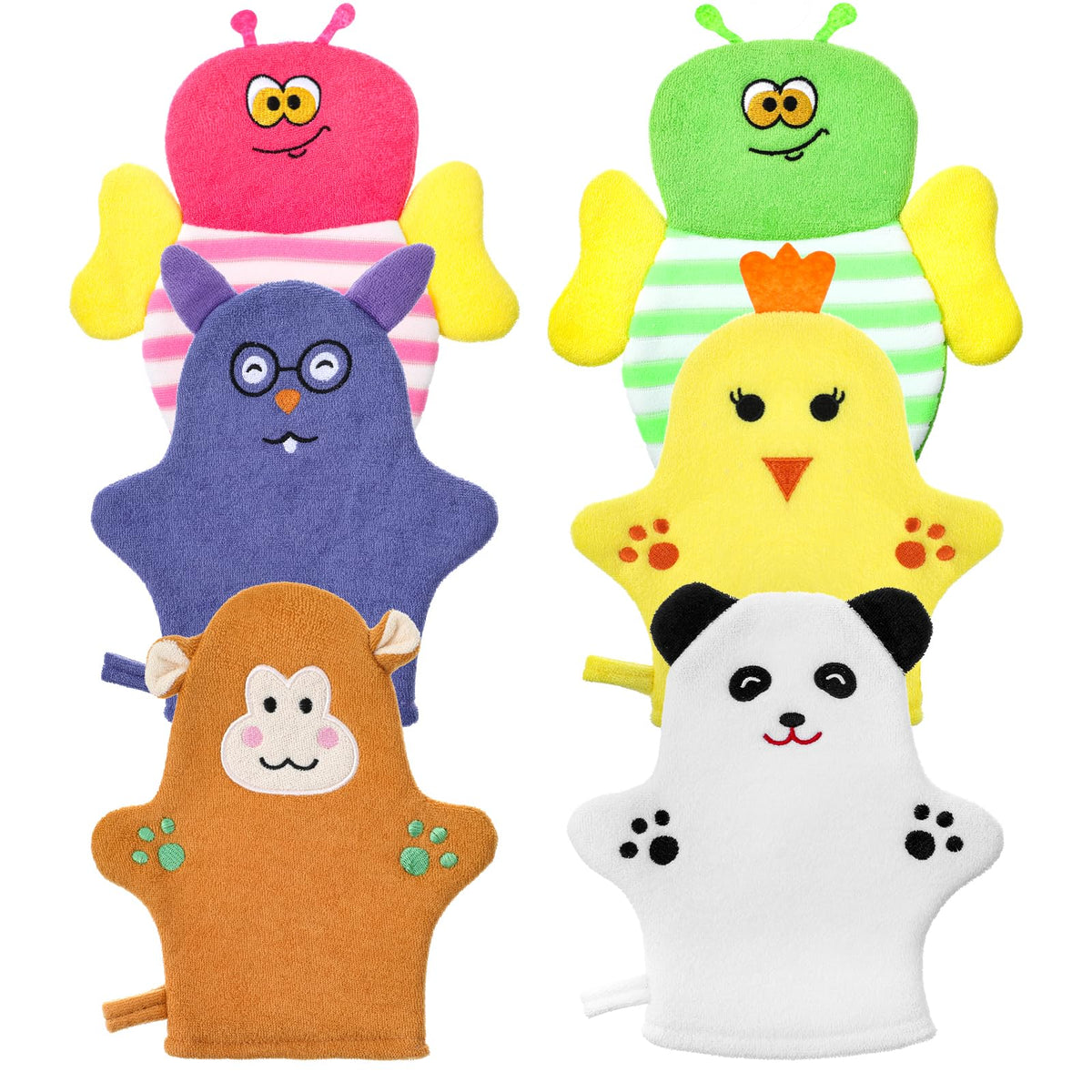 Sibba baby bath mitt chicken pattern for gentle exfoliation during bath time.