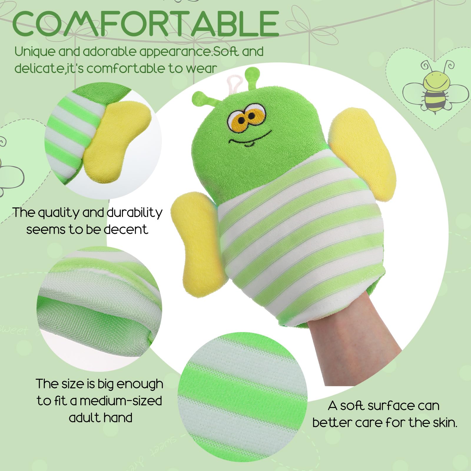 Sibba baby bath mitt mouse pattern encourages imaginative play while cleansing.
