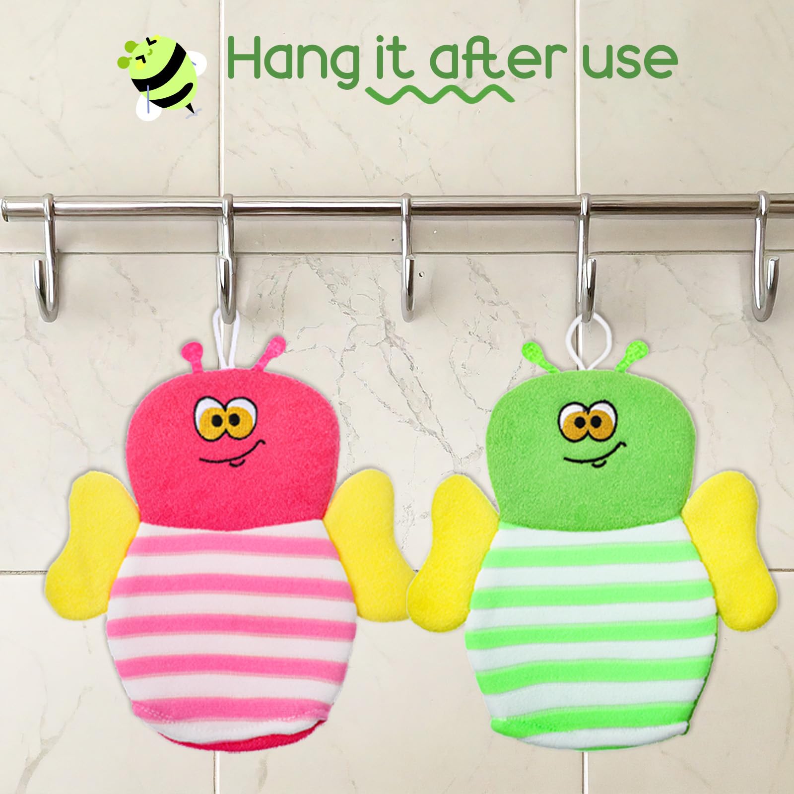 Sibba bath glove soft scrub highlights plush texture for gentle cleansing.