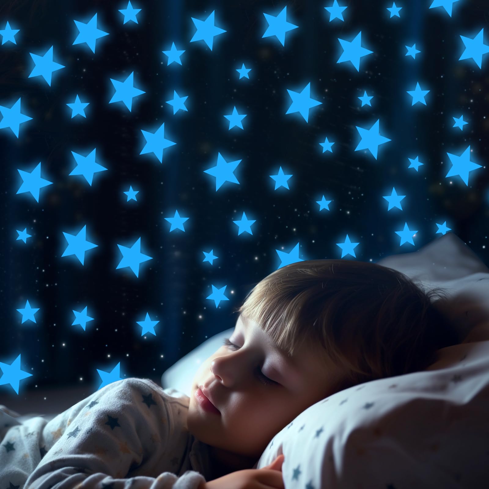 Sibba Glow Stars ceiling large-stars lit blue glow for dramatic night sky