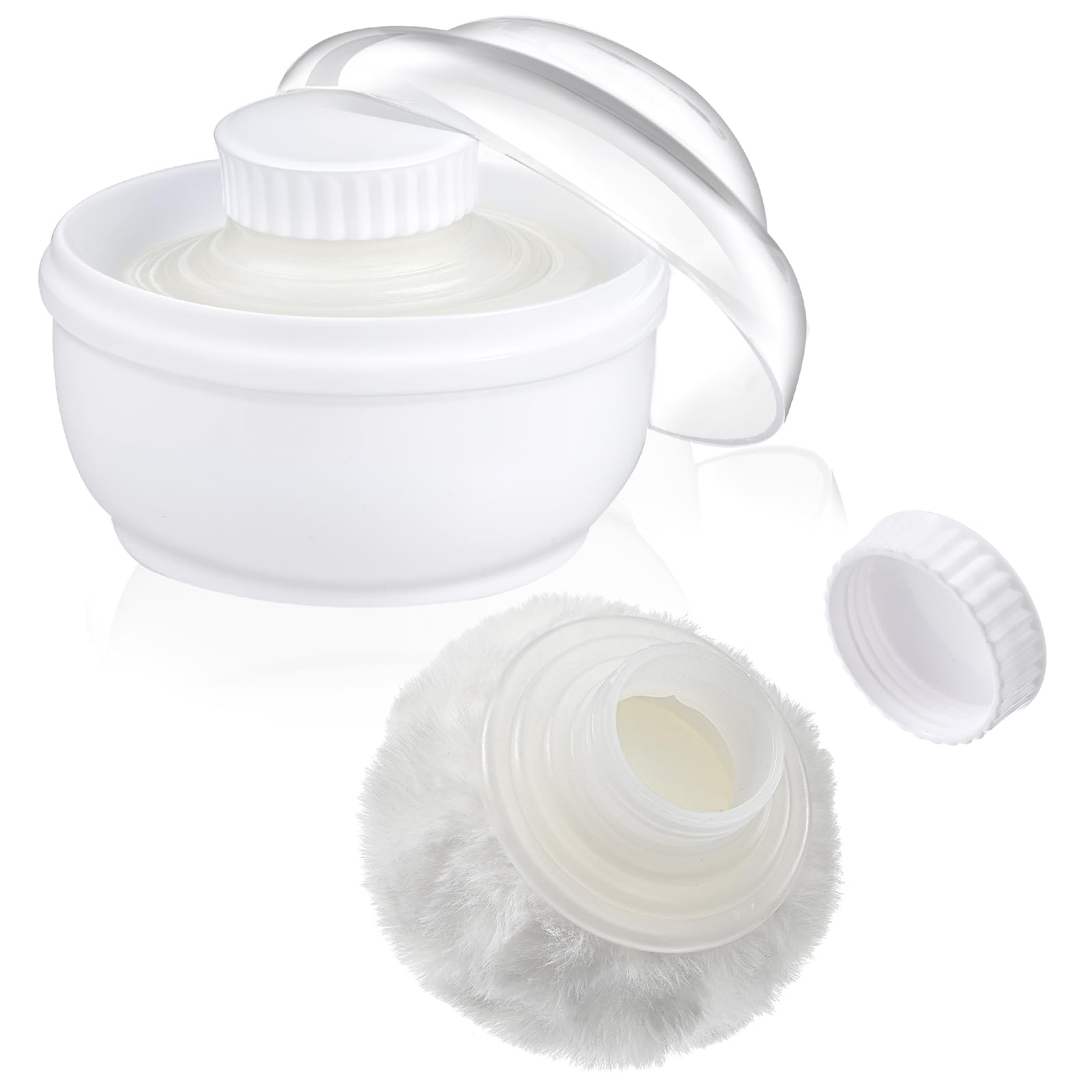 Sibba storage body powder container with puff and lid for smooth application