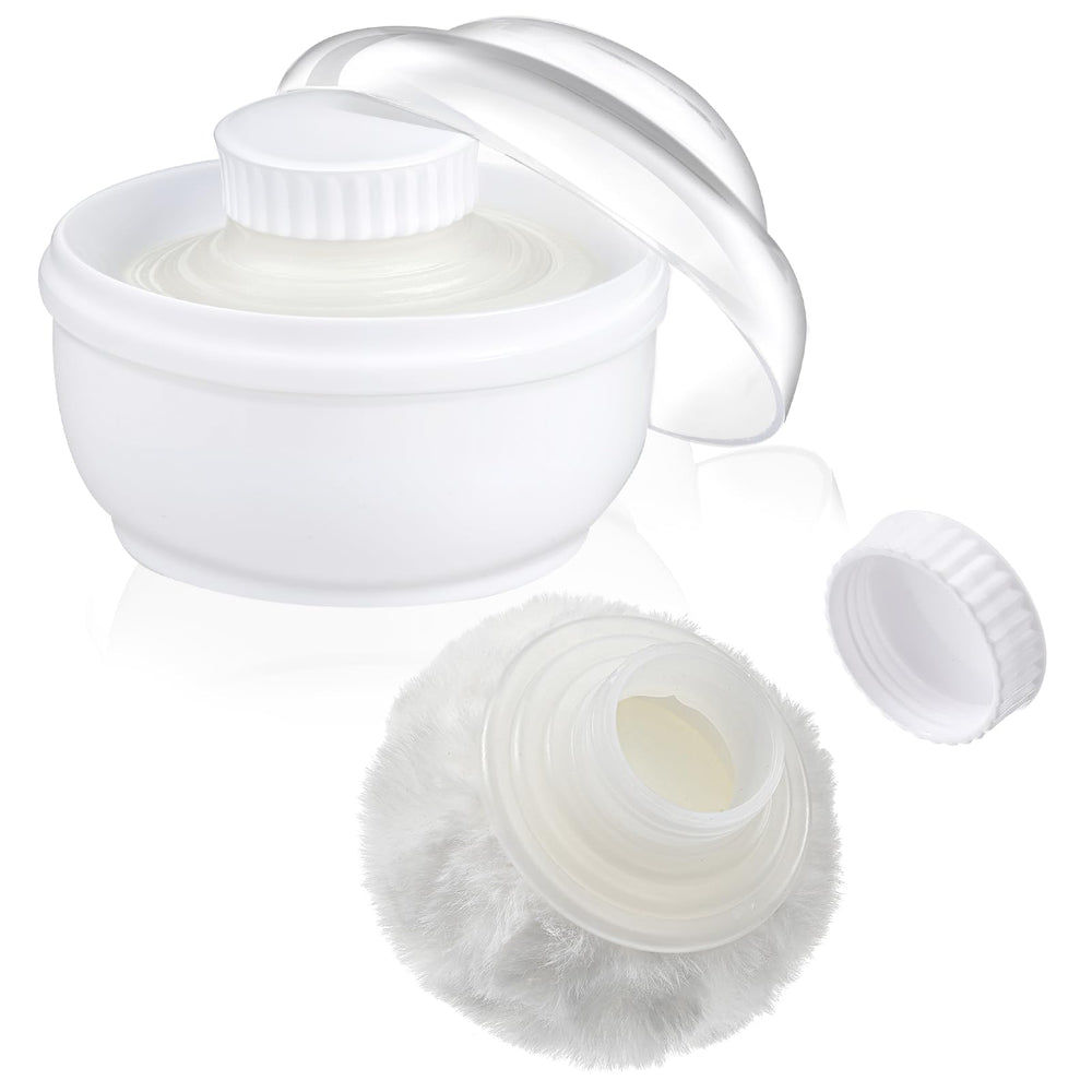 Sibba storage body powder container with puff and lid for smooth application