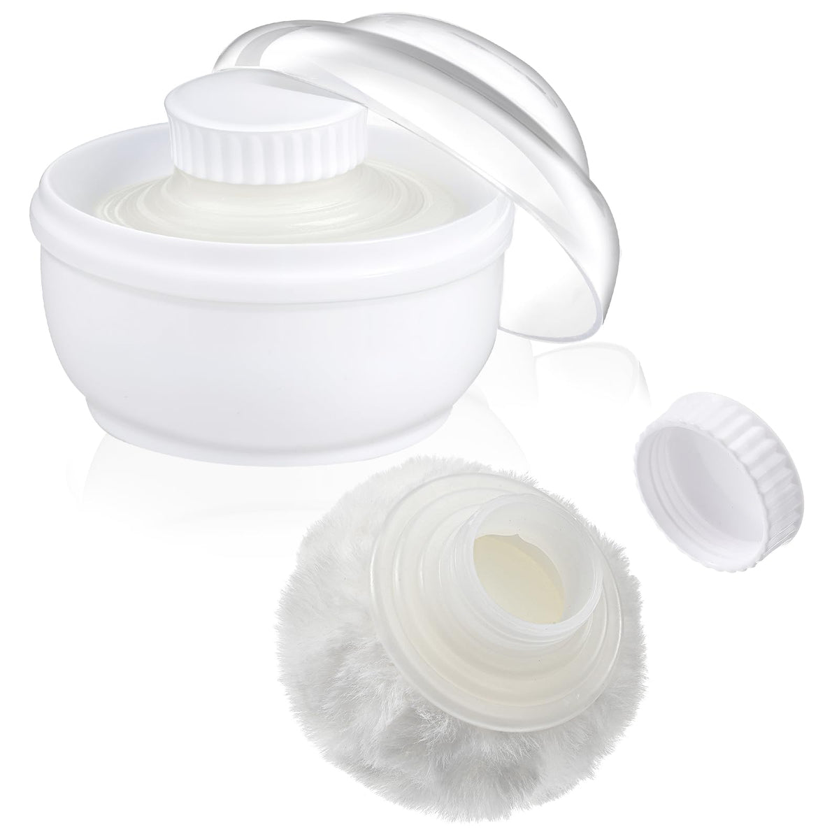 Sibba storage body powder container with puff and lid for smooth application