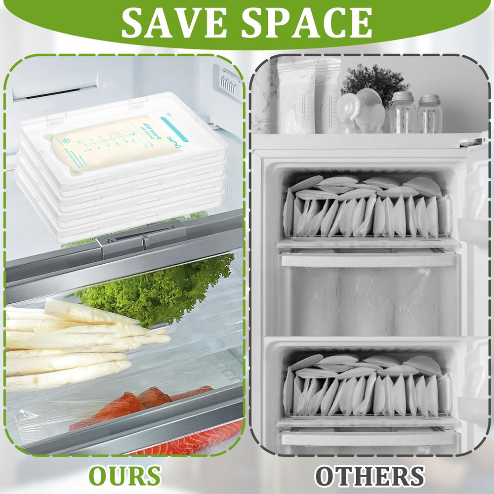 Sibosen transparent trays allow quick date and status checks for breast milk.