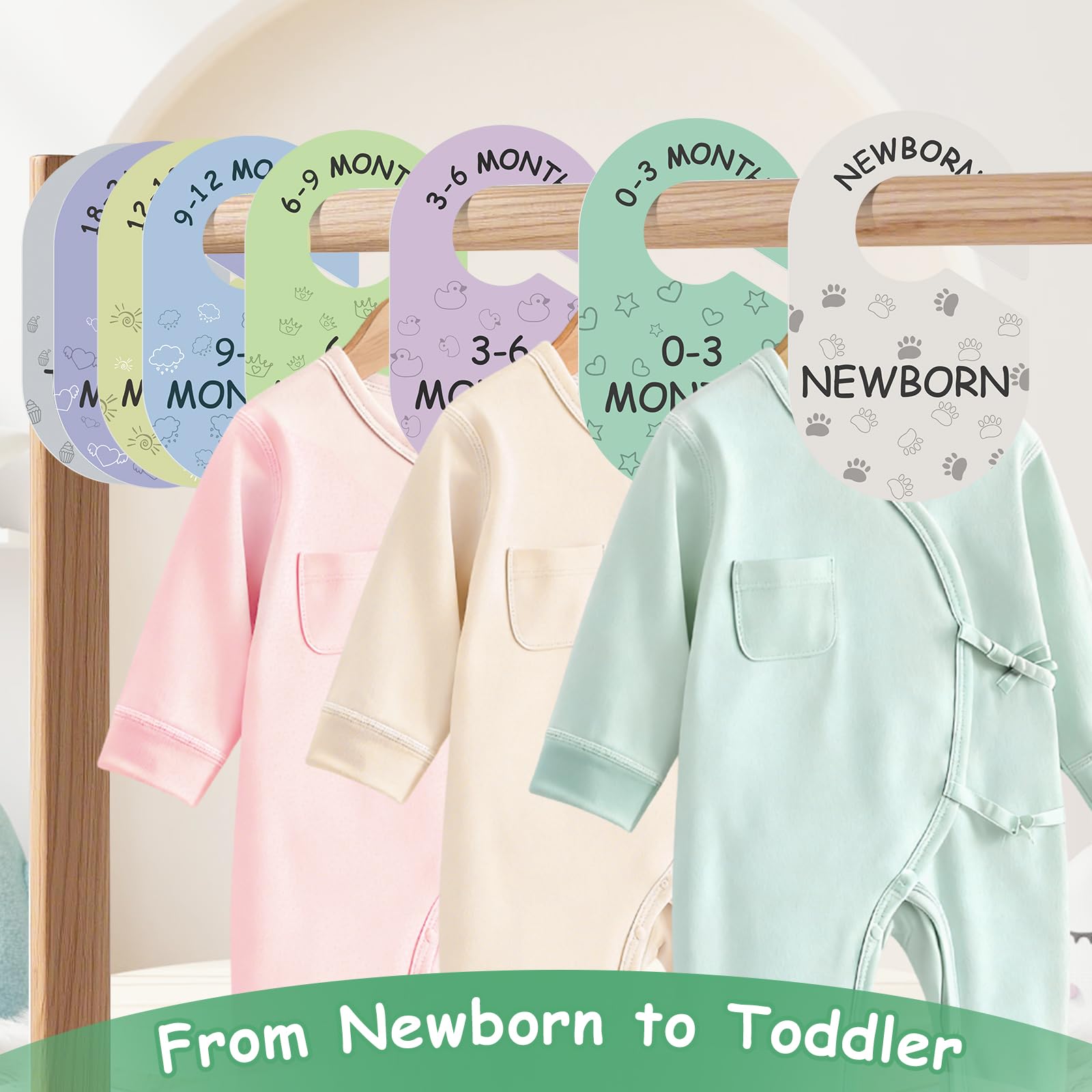 Sicamin month-range dividers keep newborns to toddlers neatly categorized