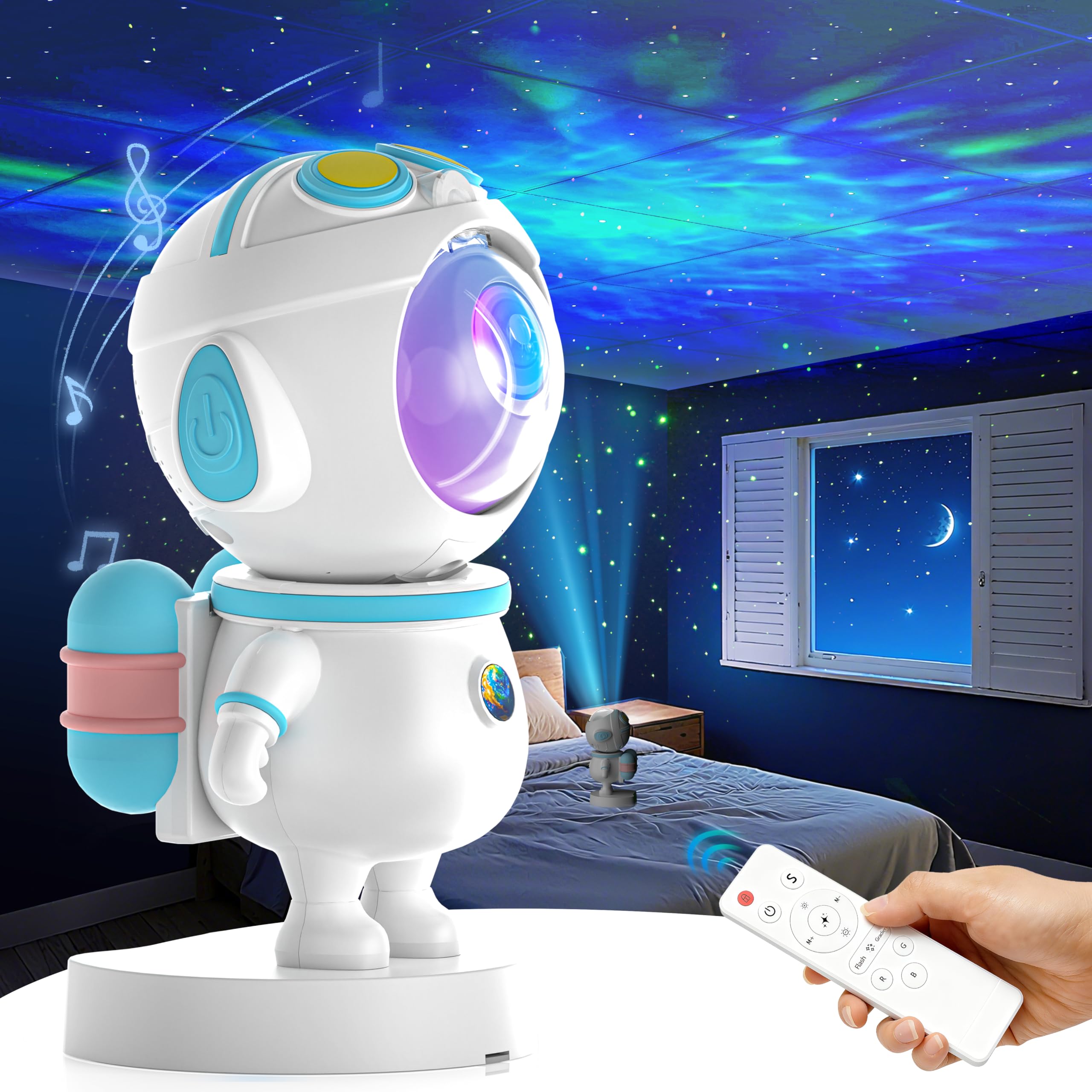 SICCOO Apollo Star Galaxy Projector nebula view for dreamy bedroom ambiance.