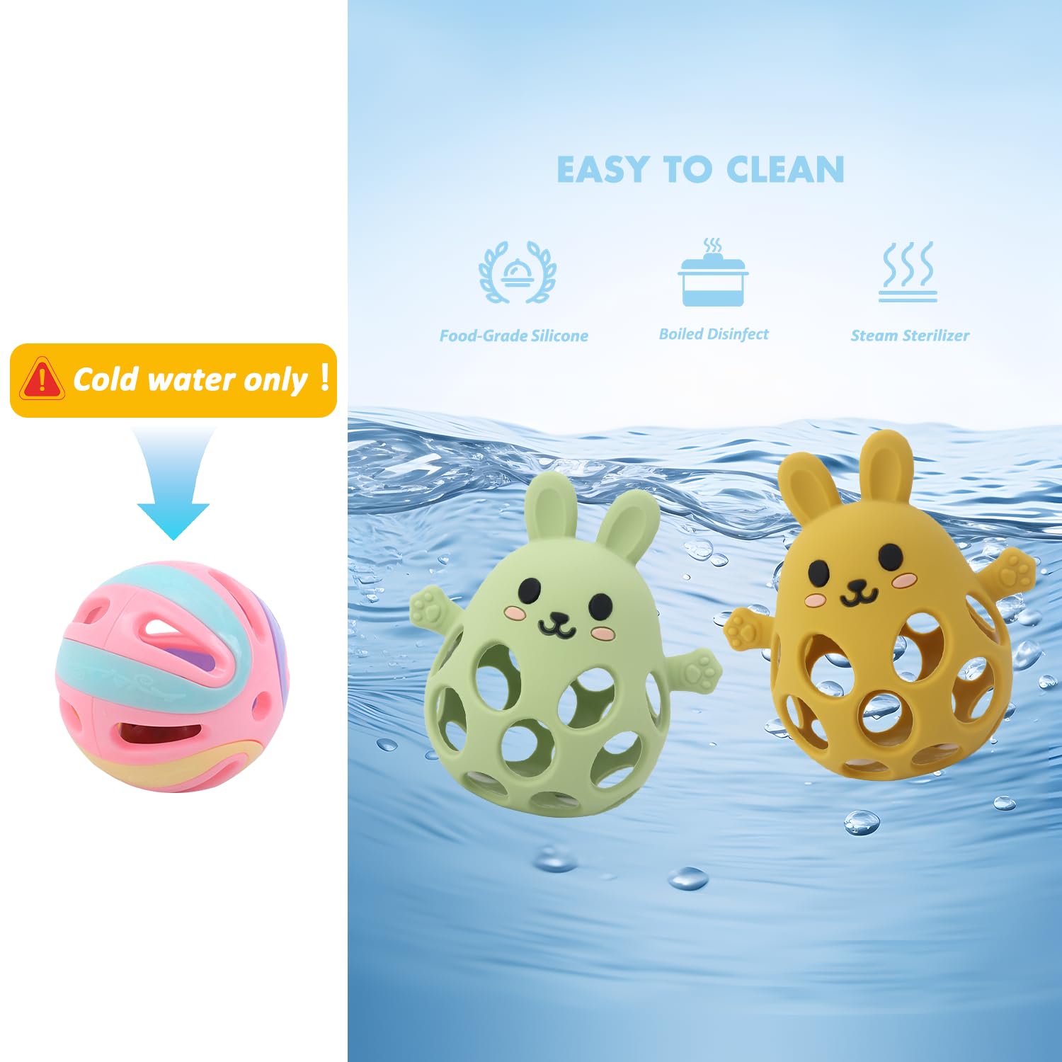 Sichy baby-handheld teether supports grip practice and teething comfort.