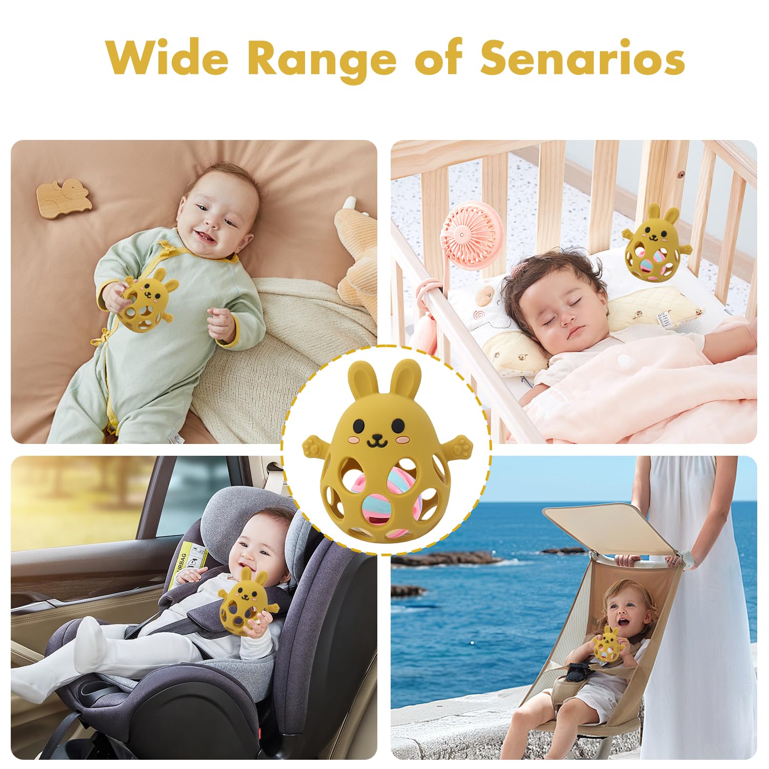 Sichy teether suited for pram arches, easy to hang and grab.