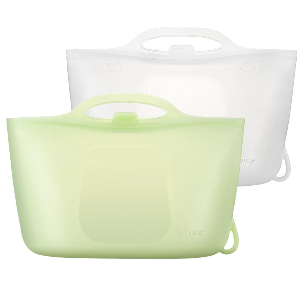 Sicyeast silicone travel sterilizer bag, flat-base shot, ideal for stable countertop use.