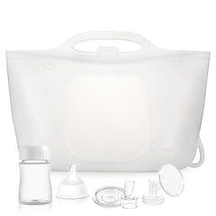 sicyeast silicone travel sterilizer bags folded for compact storage during travel.