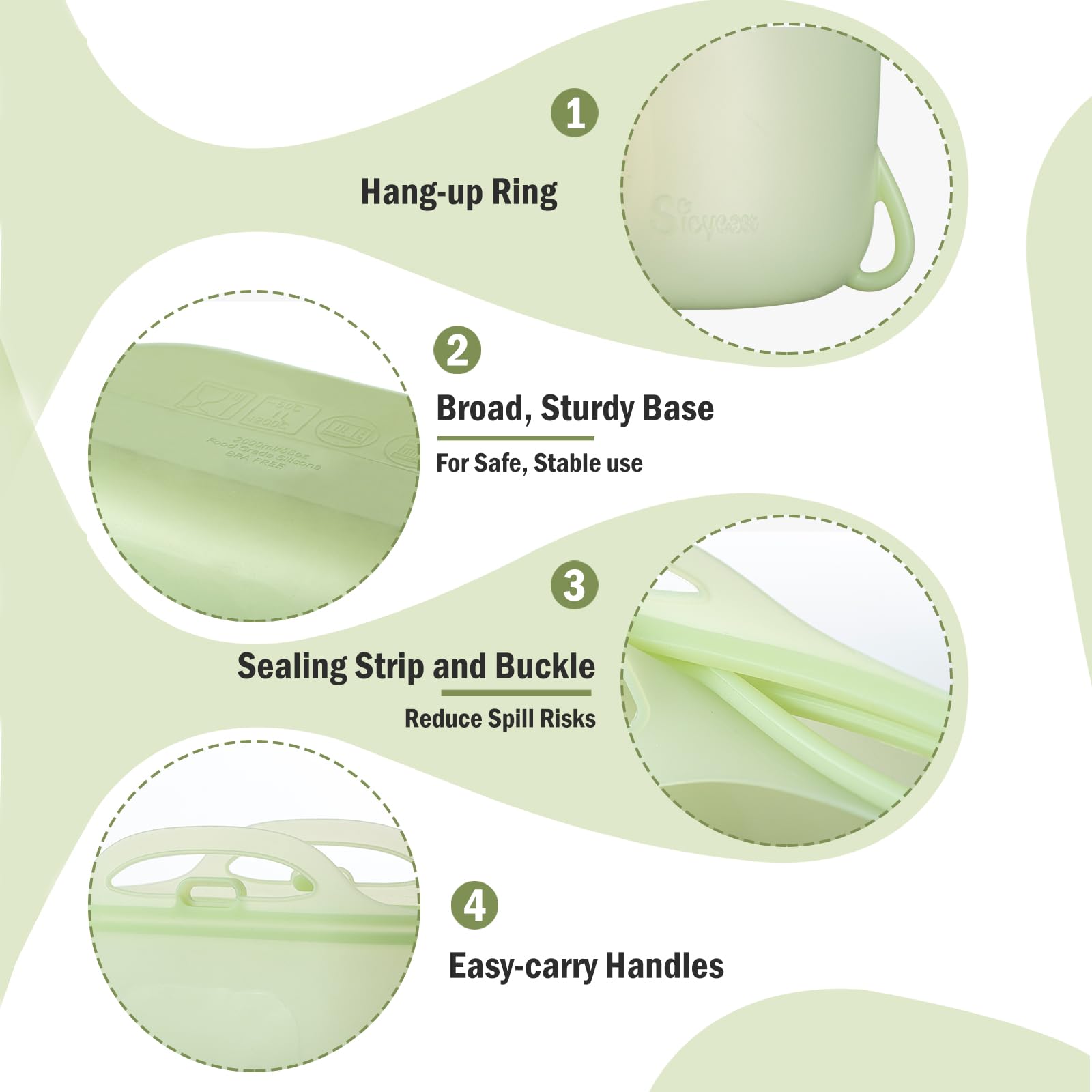 sicyeast silicone travel sterilizer bags stand upright on a flat base.