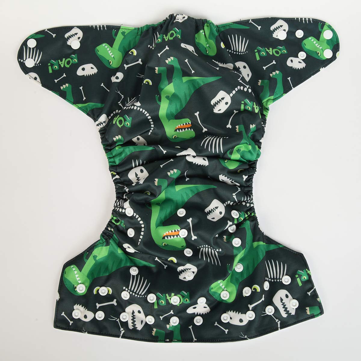Sigzagor Green Dinosaurs junior diaper adjustable snaps create a secure fit.