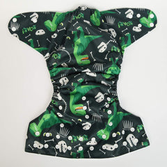 Sigzagor Green Dinosaurs junior diaper adjustable snaps create a secure fit.