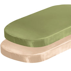 SiinvdaBZX satin bassinet sheet in sage green, silky soft surface