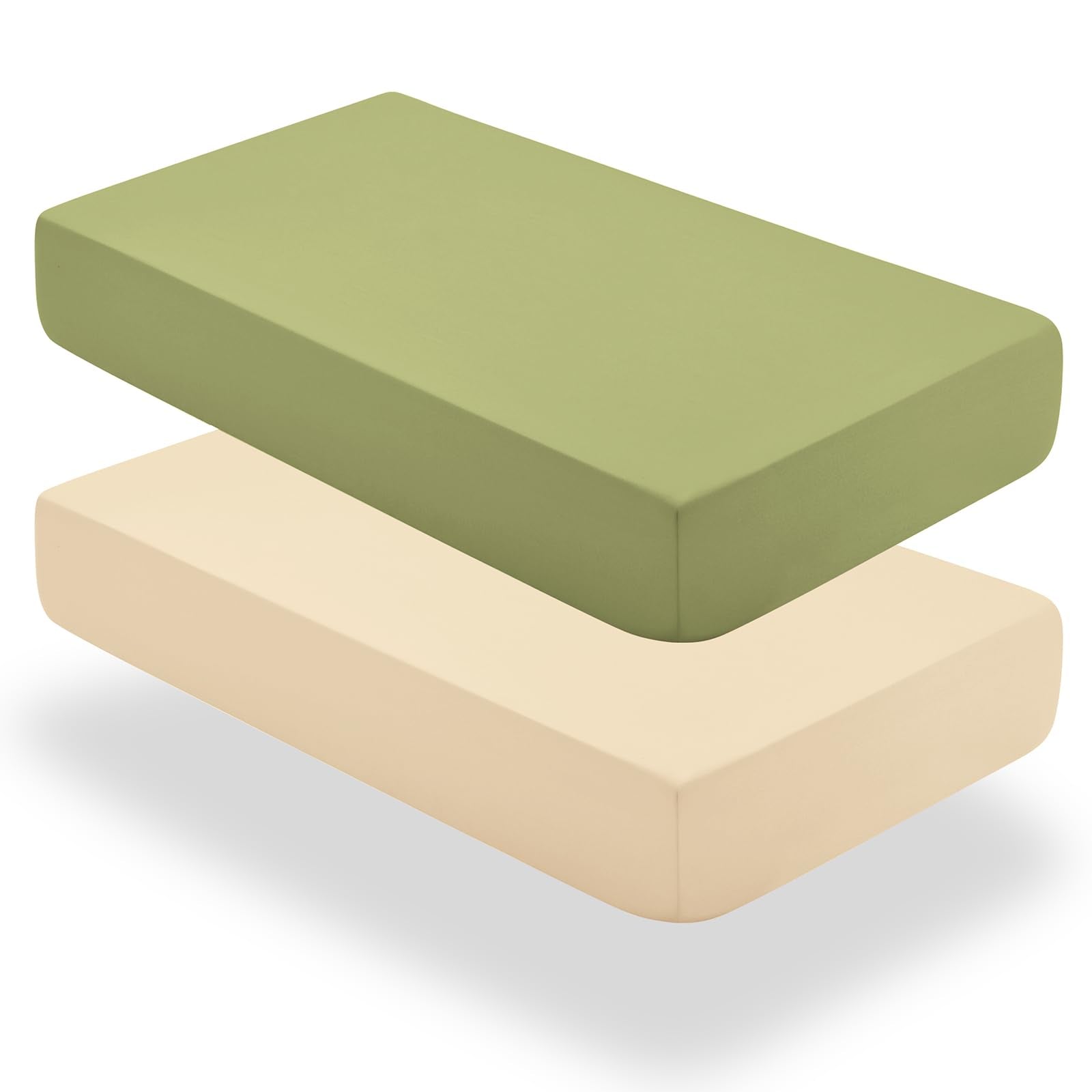 SiinvdaBZX beige sage-green crib sheets 52x28, soft breathable bedding for baby sleep.