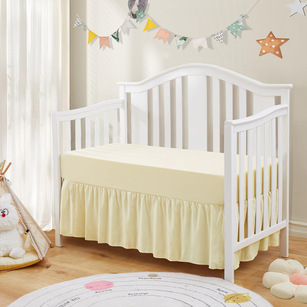 SiinvdaBZX crib skirt 14inch drop hides under-bed storage with neat finish.