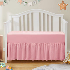 SiinvdaBZX blush-pink crib skirt conceals under-crib storage with coordinated nursery style.