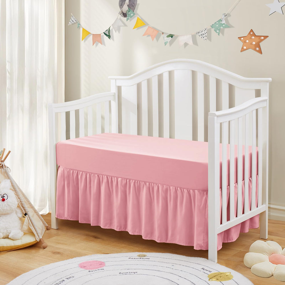 SiinvdaBZX blush-pink fitted sheet offers soft, breathable baby comfort.