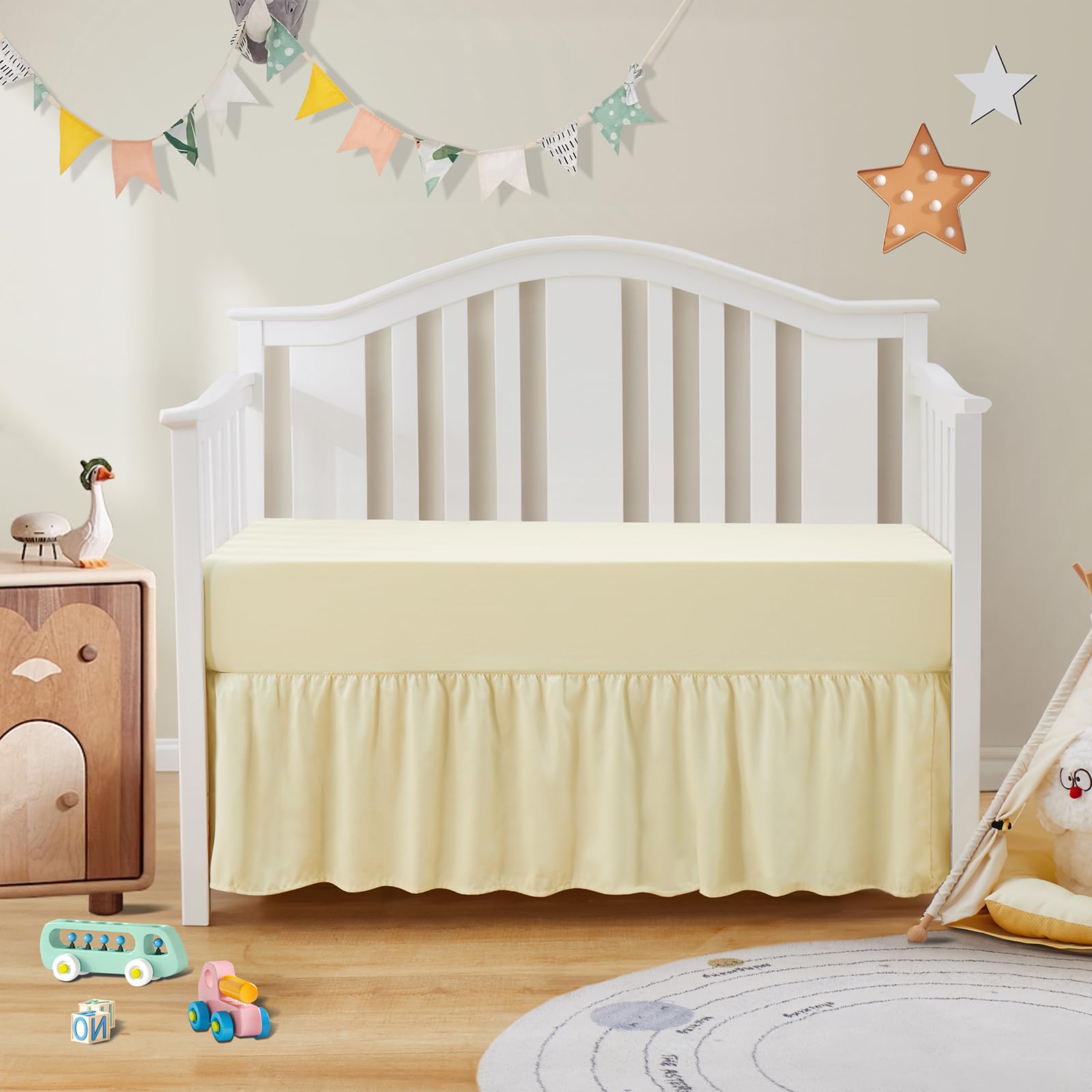 SiinvdaBZX matching-color bedding creates a cohesive, calming nursery look.