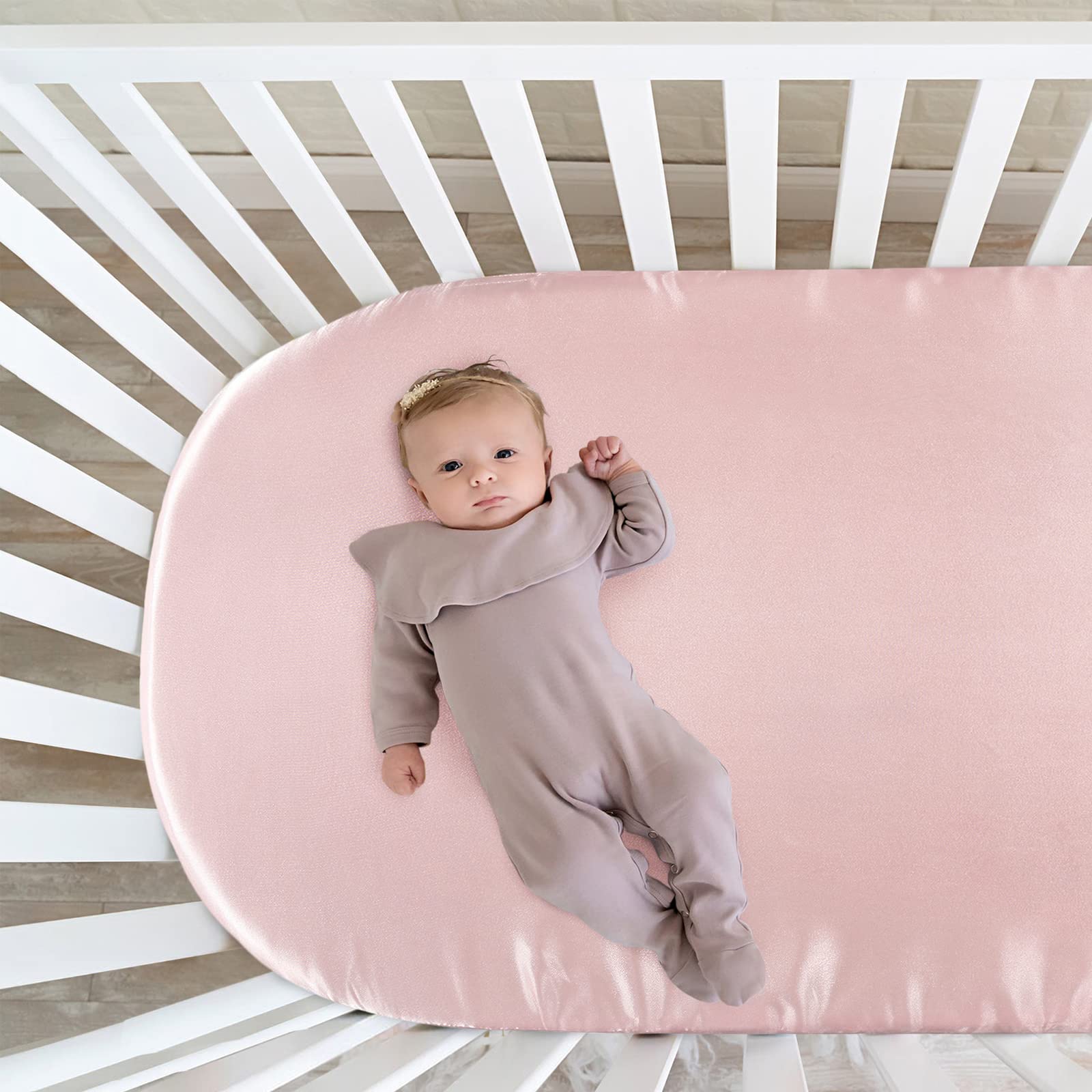 SiinvdaBZX satin bassinet sheet pink hair-friendly surface reduces friction and tangles.