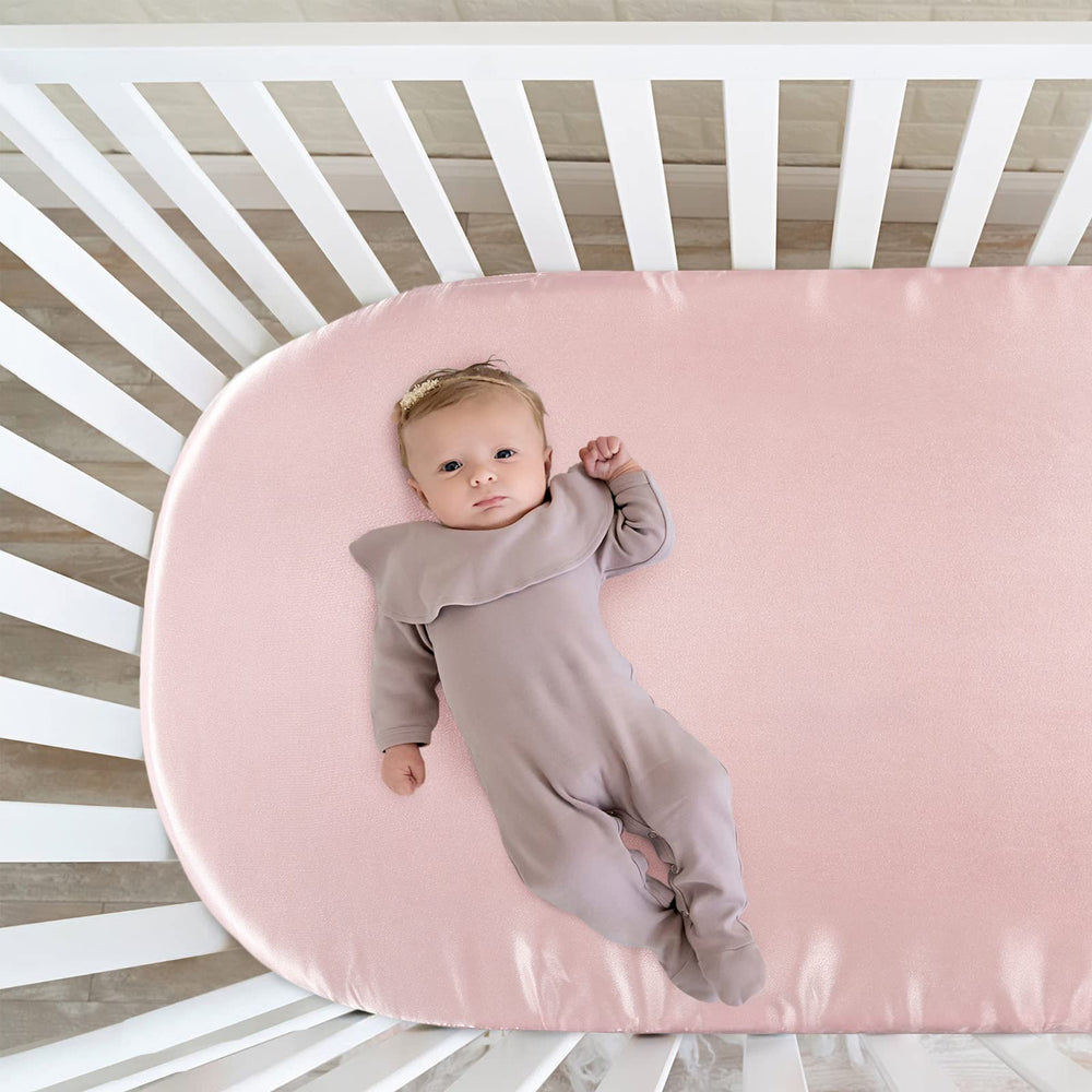 SiinvdaBZX satin bassinet sheet pink hair-friendly surface reduces friction and tangles.