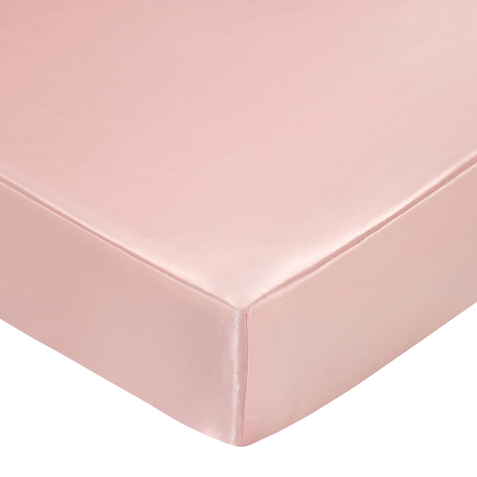 Pink SiinvdaBZX satin crib sheet closeup texture for silky feel