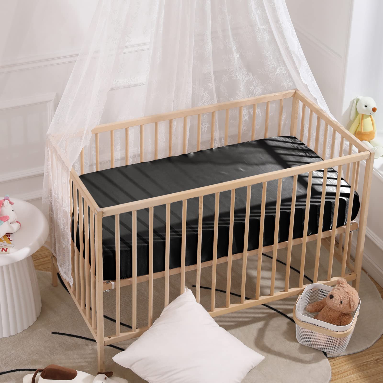 SiinvdaBZX satin crib sheet hair-friendly surface helps reduce friction