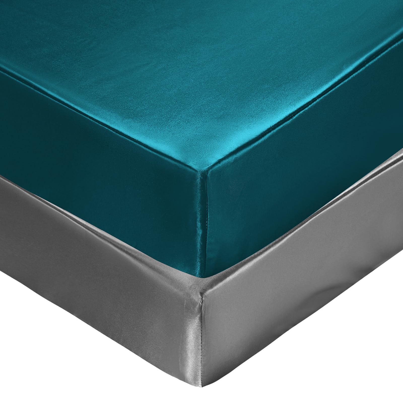 SiinvdaBZX satin crib sheets teal-grey 2-pack close-up texture for silky-soft sleep