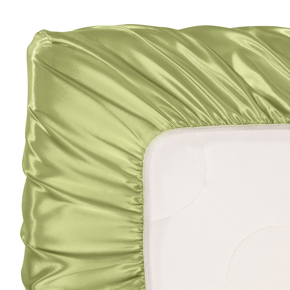 SiinvdaBZX satin mini crib sheet sage green packaging, versatile baby bedding.