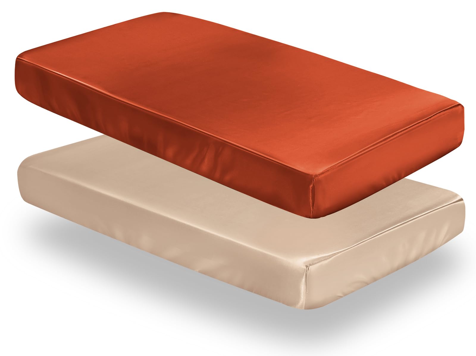 SiinvdaBZX satin mini crib sheets rust orange beige set for versatile nursery comfort