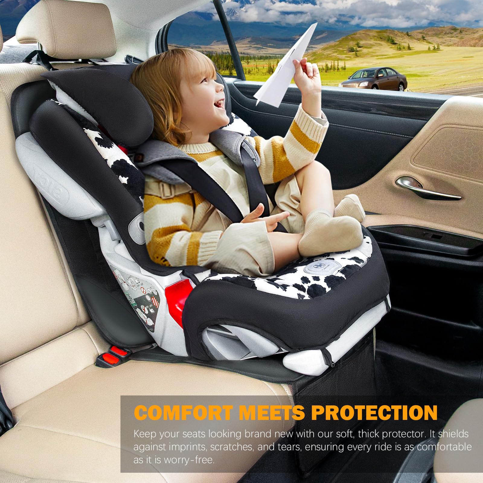 Siivton 2-pack car seat protector back view prevents dents and slips.