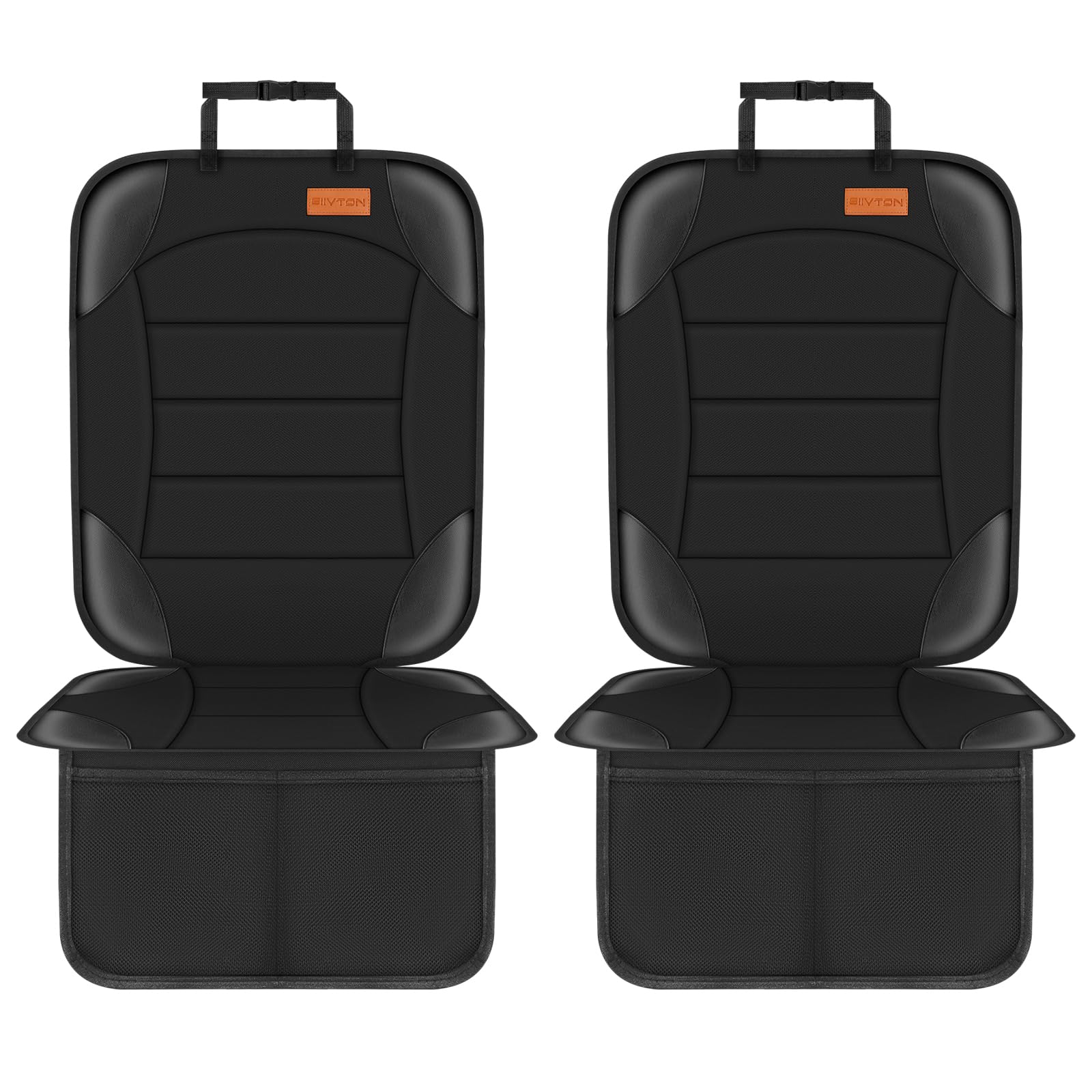 Siivton 2-pack car seat protector front view protects against spills.