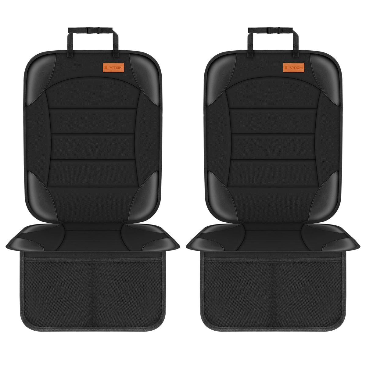 Siivton 2-pack car seat protector front view protects against spills.