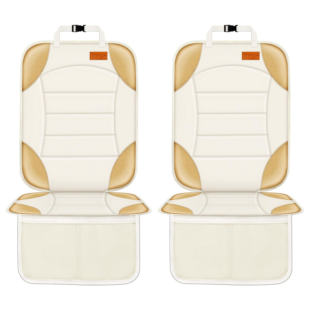 Siivton car seat protector front view with 2-pack setup guards seats on family trips.