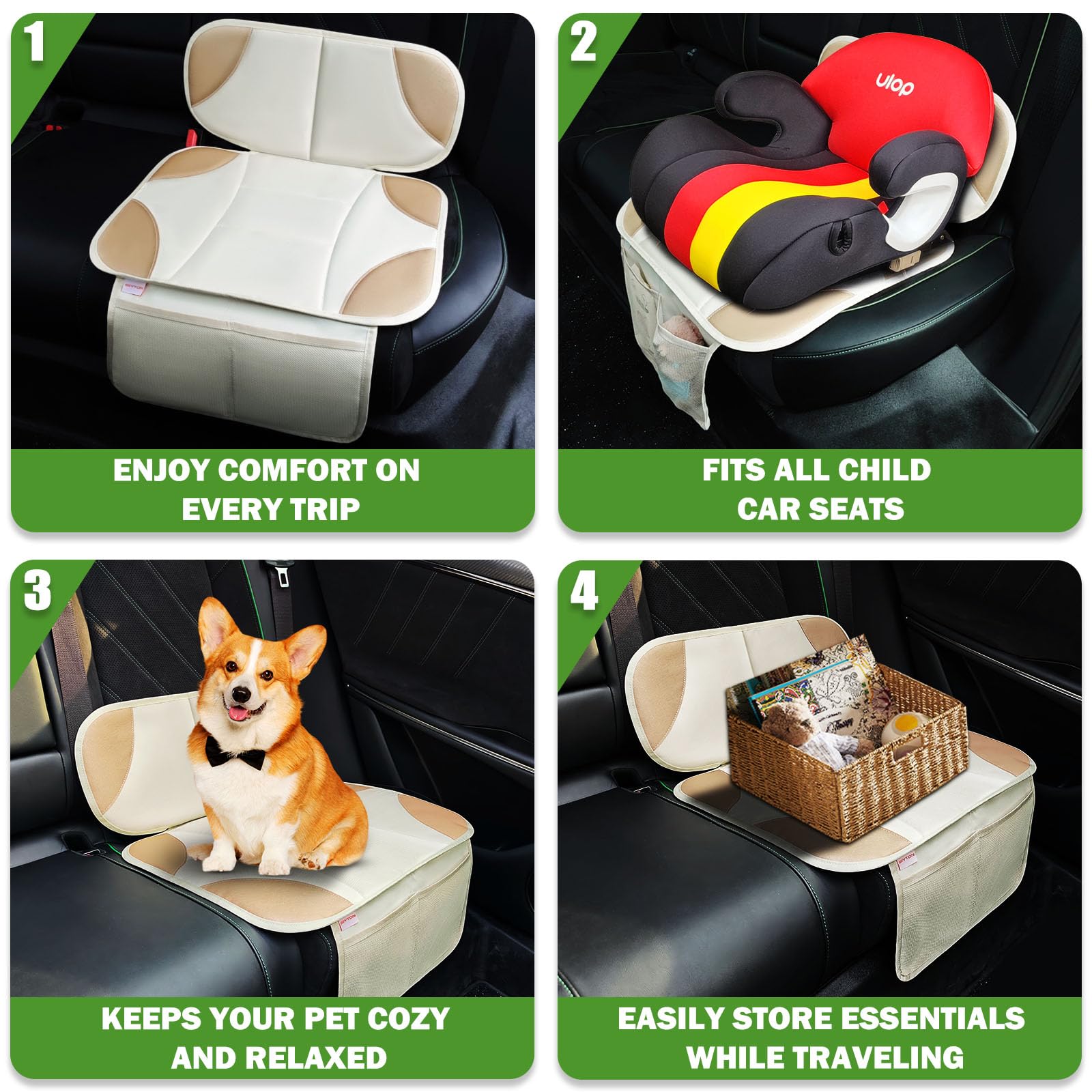 Siivton car seat protector fits most cars for flexible travel safety.