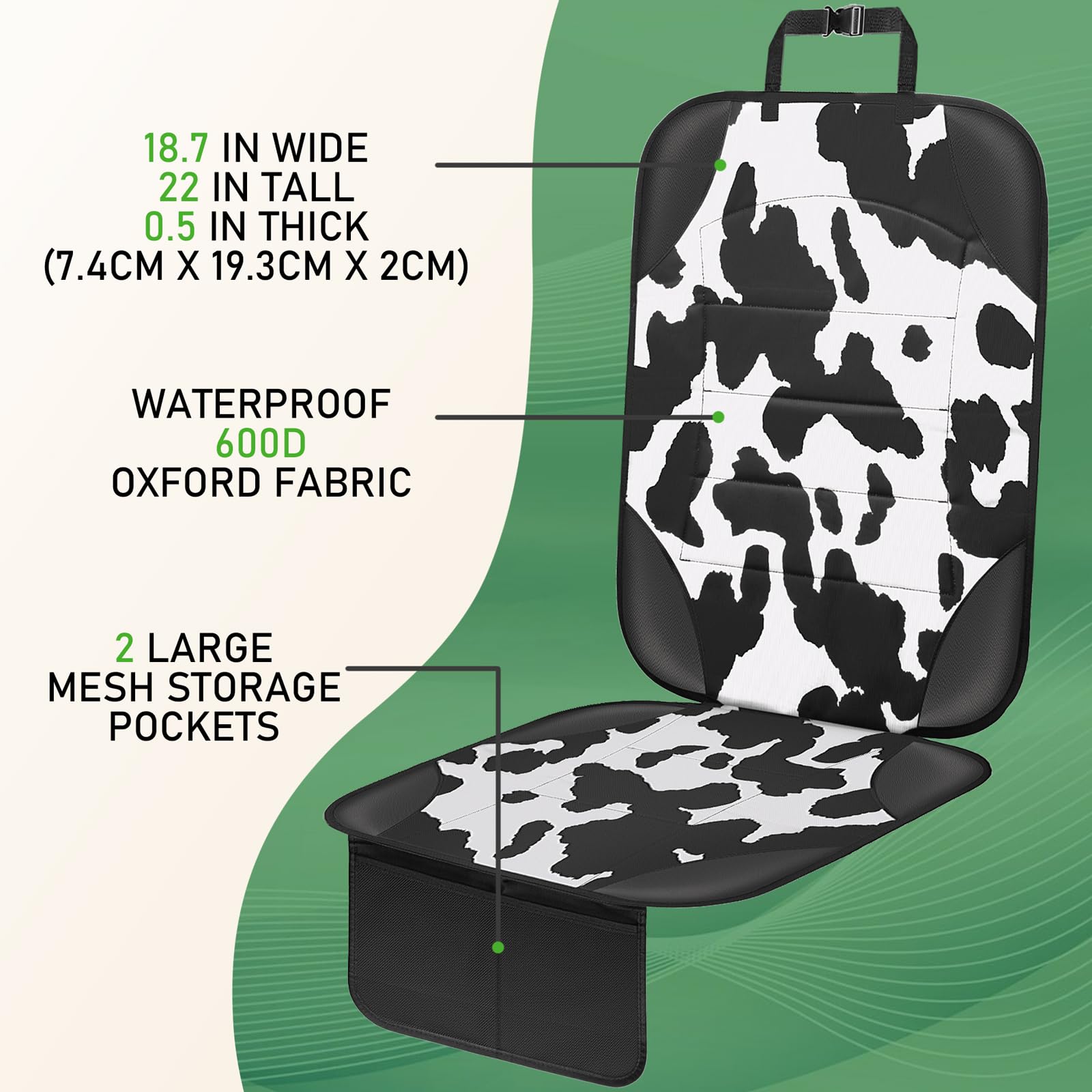 Siivton cow print material close-up highlights rugged 600D waterproof fabric