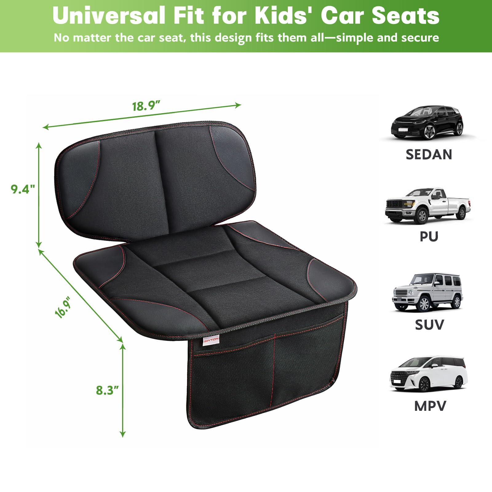 Siivton Kids Booster Seat Protector 2 pack provides double seat protection for two vehicles.