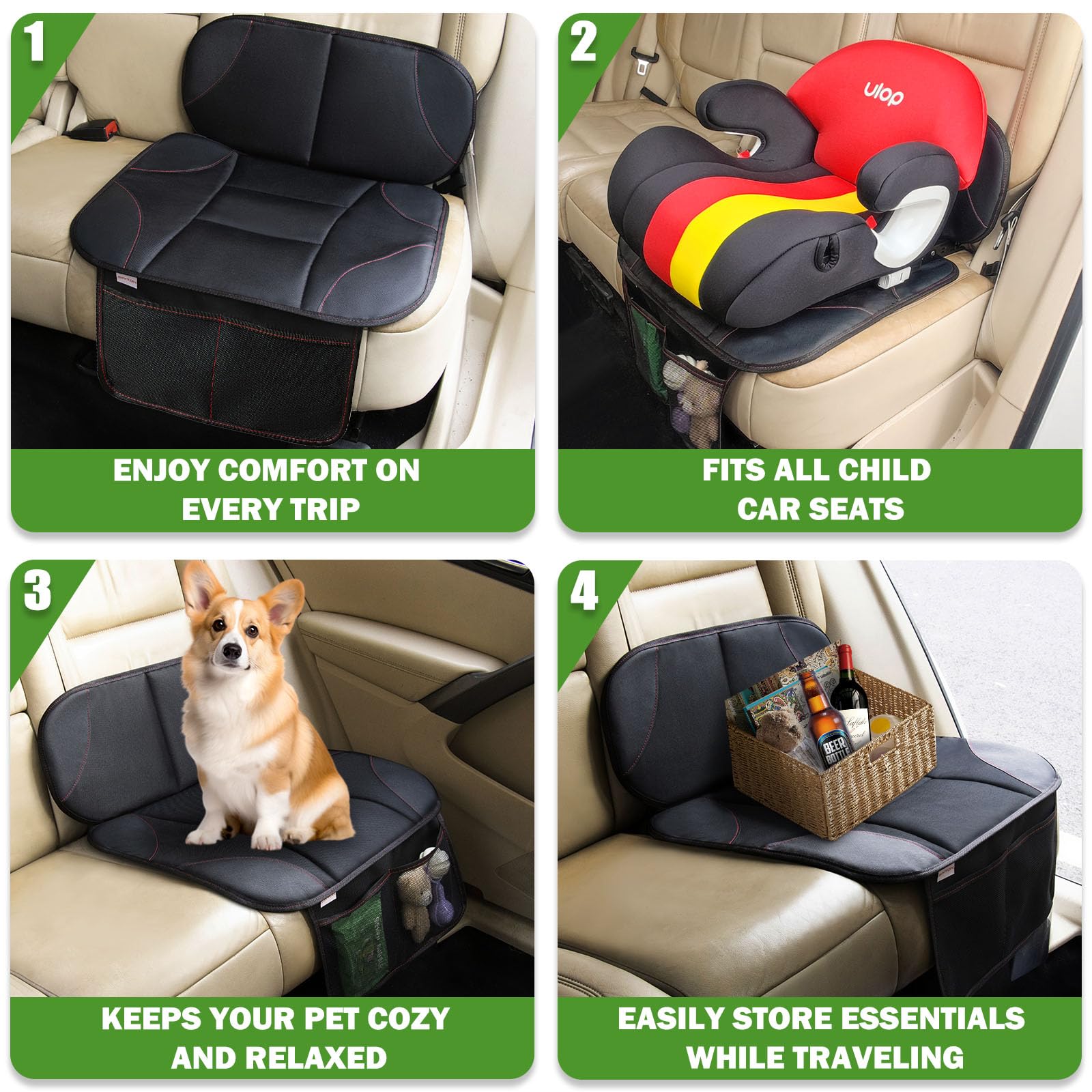Siivton Kids Booster Seat Protector improves car-seat coverage and keeps upholstery safe.